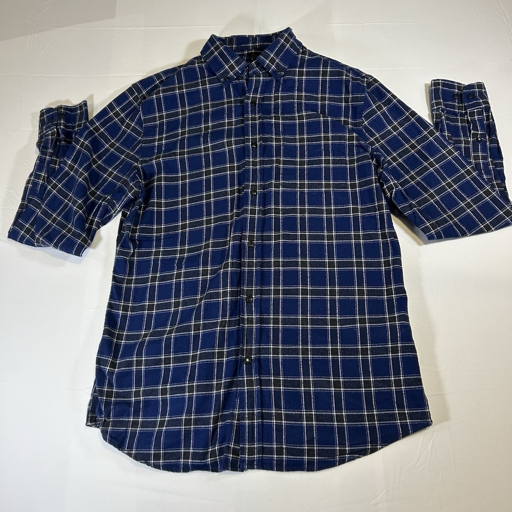 Banana Republic Shirt Camden Slim Fit Blue Linen Plaid Button Down Long Sleeve